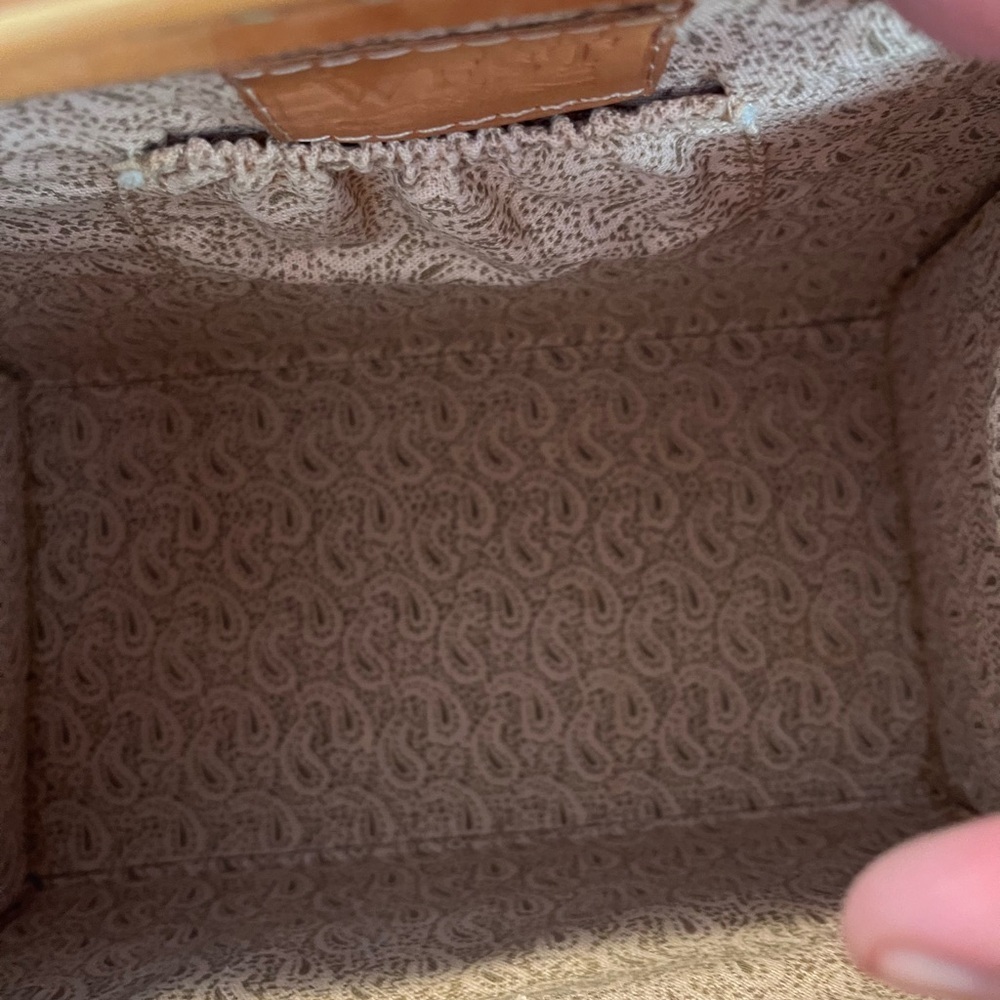 Embossed Tan Leather Satchel - Picture 7 of 8